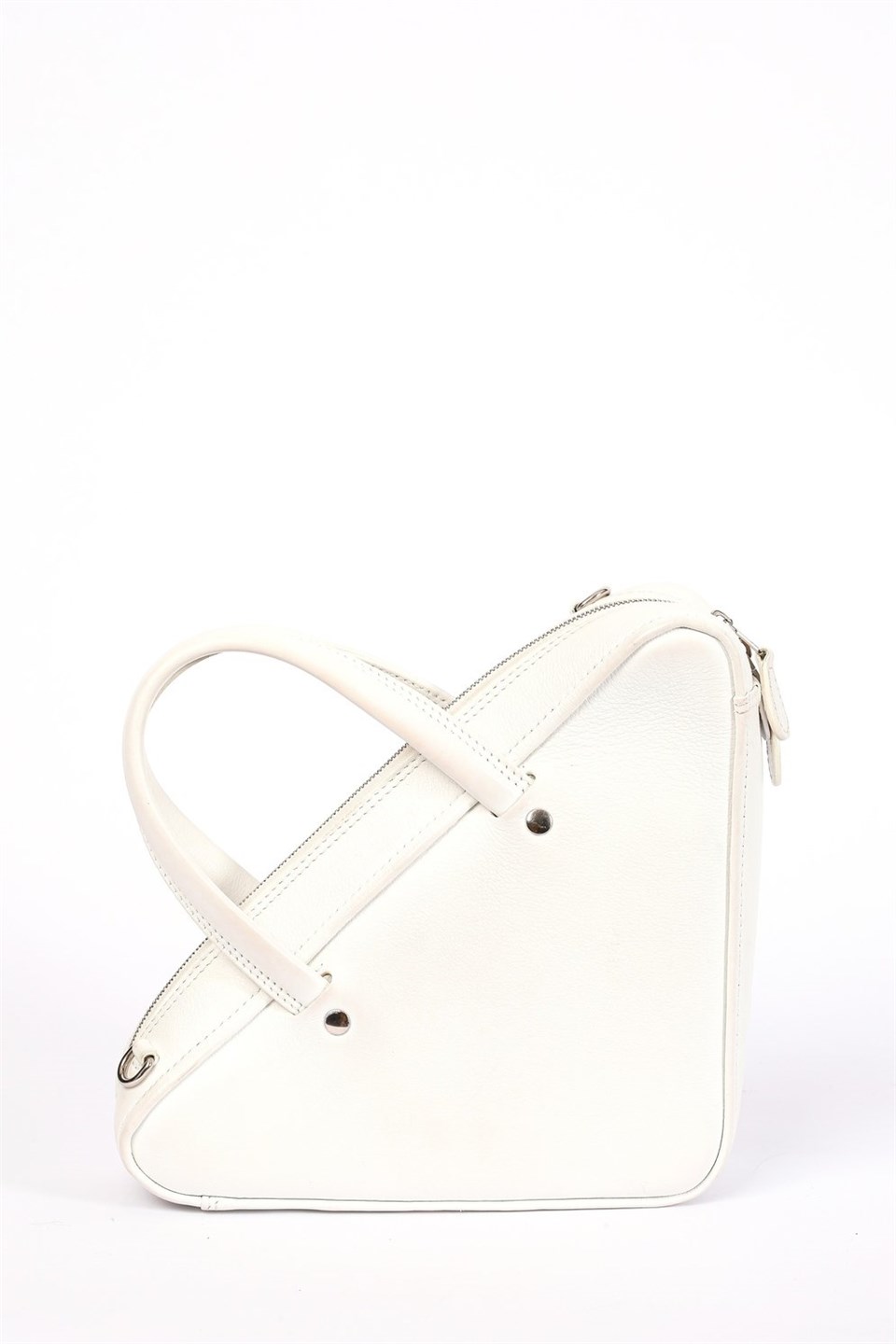 Balenciaga Triangle Duffle Leather Shoulder Bag XS in White