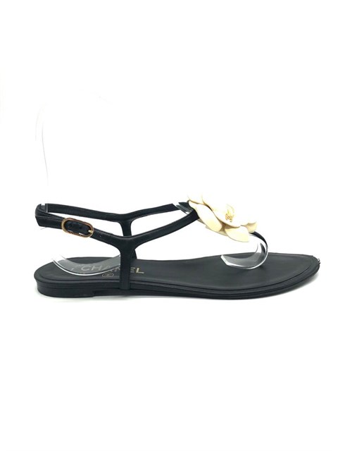 Chanel camellia sandals deals
