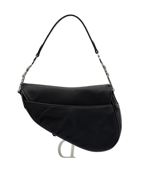 Christian Dior Black Patent Leather Nylon Saddle Bag Fiyat