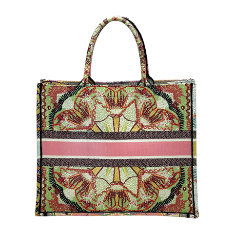 Christian Dior Canvas Lights Embroidered Multicolor Large Book Tote Bag