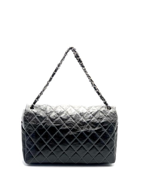 CHANEL Vinyl Quilted Jumbo Melrose Degrade Flap Black 1198630