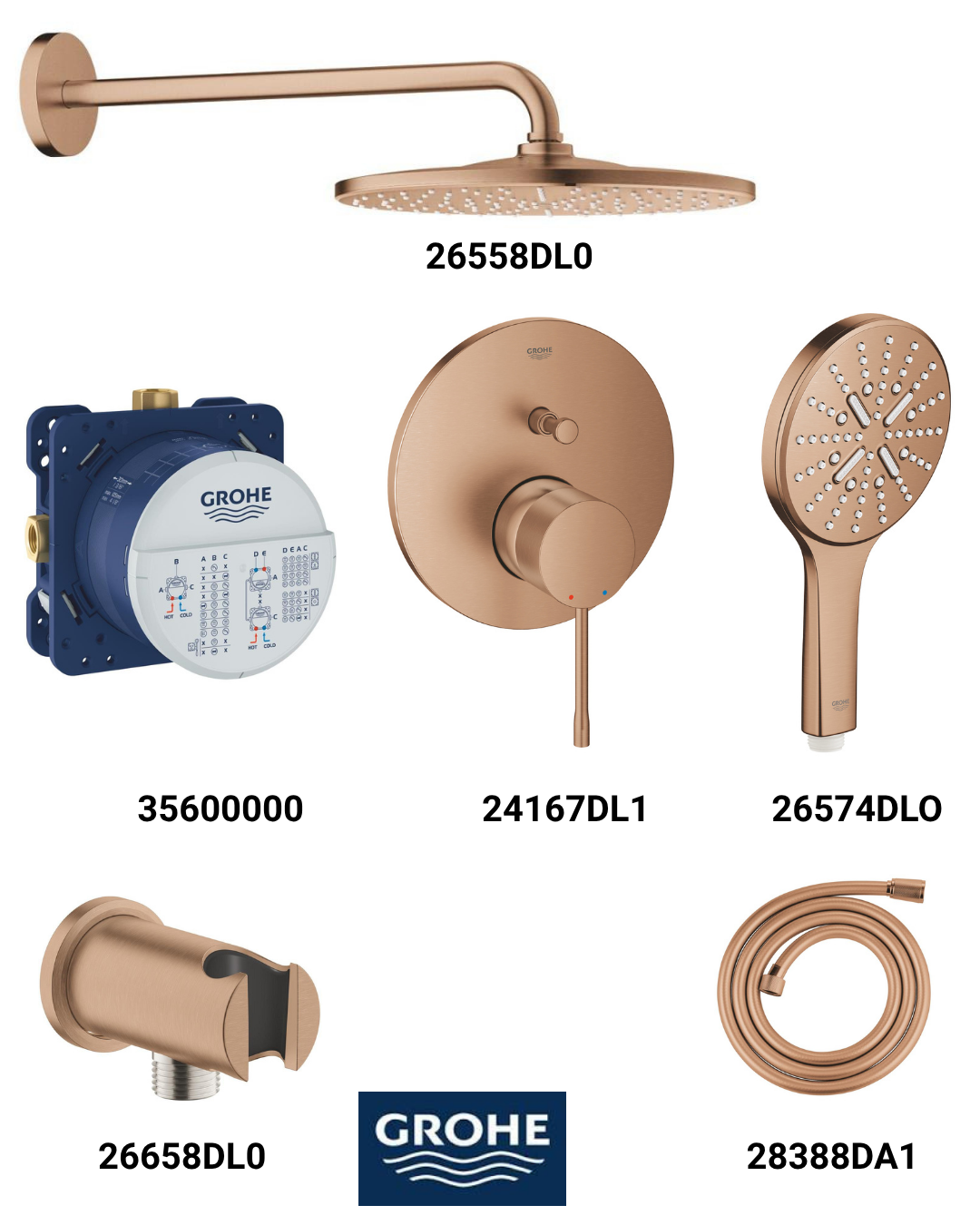 Essence Ankastre Banyo Bataryası Seti 310 Oval Tepeduşlu (Fırçalı Bronz)