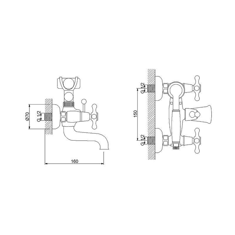 Newarc Nostalgıc Banyo Bataryası - Altın 290611
