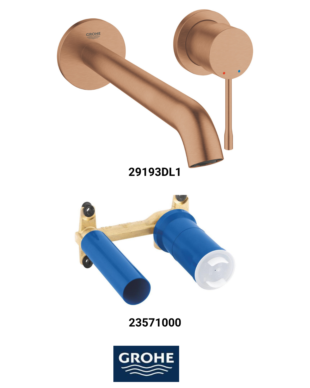 Essence New Ankastre Lavabo Bataryası Seti Fırçalı Bronz (Sıvaaltı Dahil)