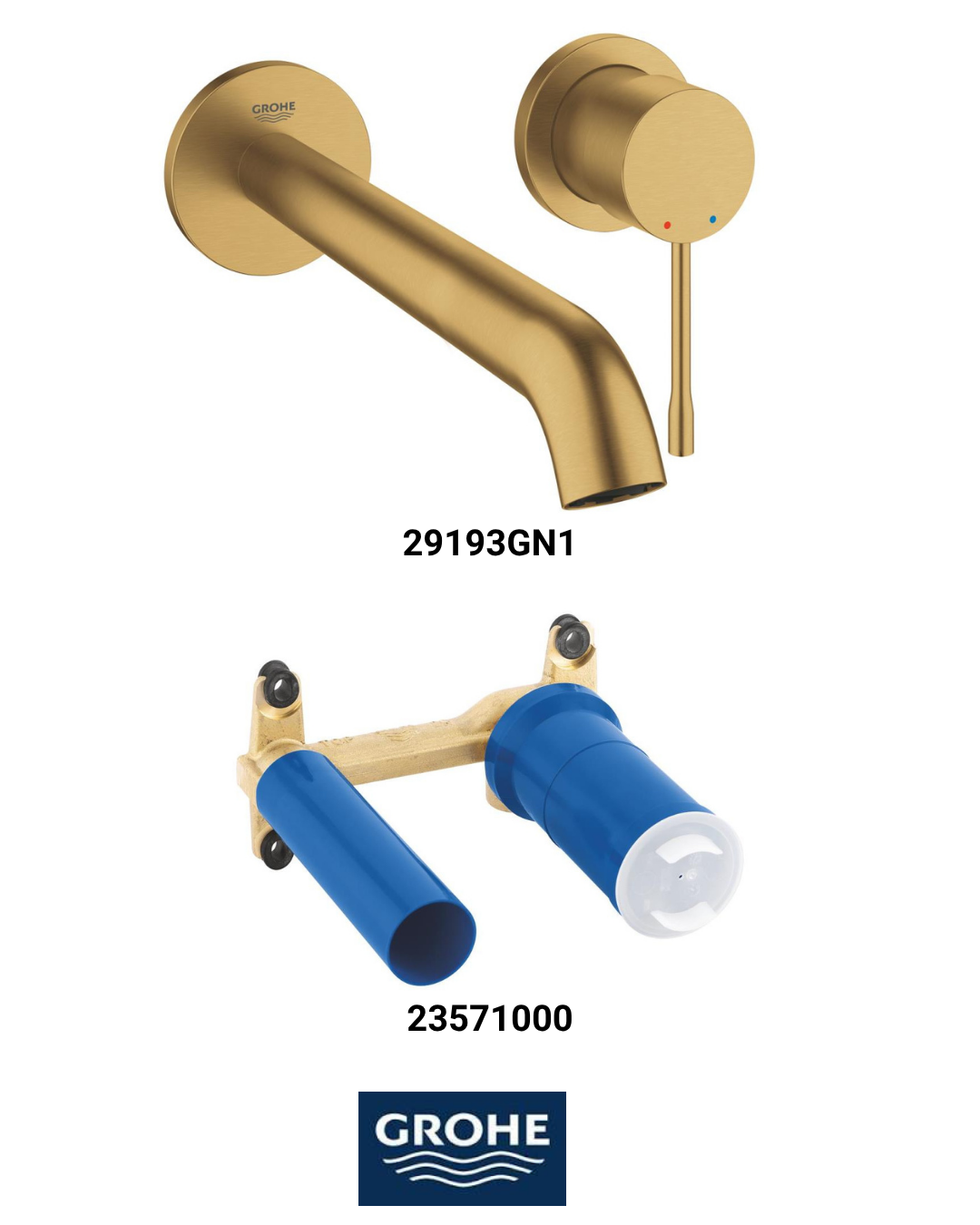 Essence New Ankastre Lavabo Bataryası Seti Fırçalı Gold (Sıvaaltı Dahil)