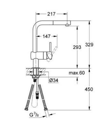 Grohe Minta Sipralli Evye Bataryası