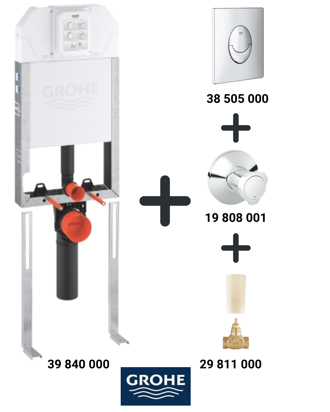 Grohe Gömme Rezervuar Seti Uniset Slim (Buton 3850500 Vana 19808001 Dahil 4 Parça)