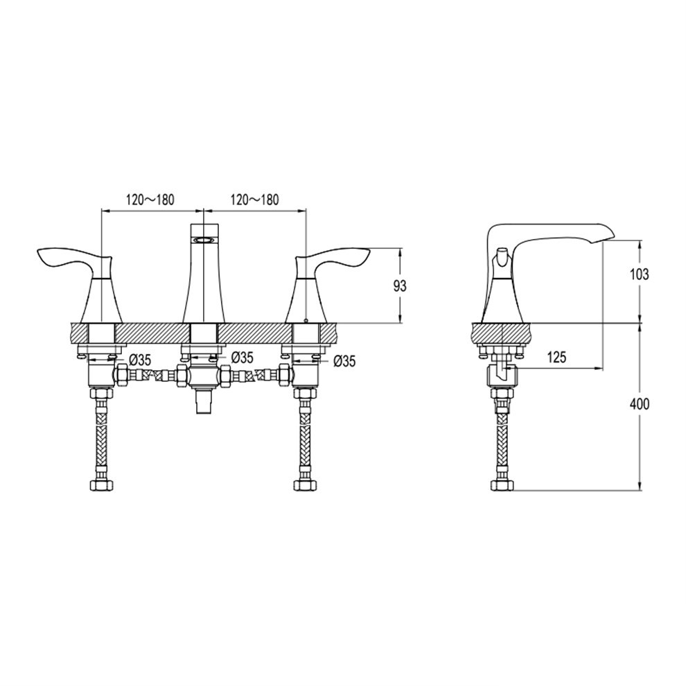 Kale Karina 3 Delikli Lavabo Bataryası Rose Gold 