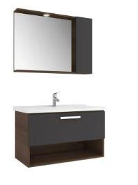 Trevı 100Cm takım Banyo Dolabı Antrasıt/Cevız 610100201201