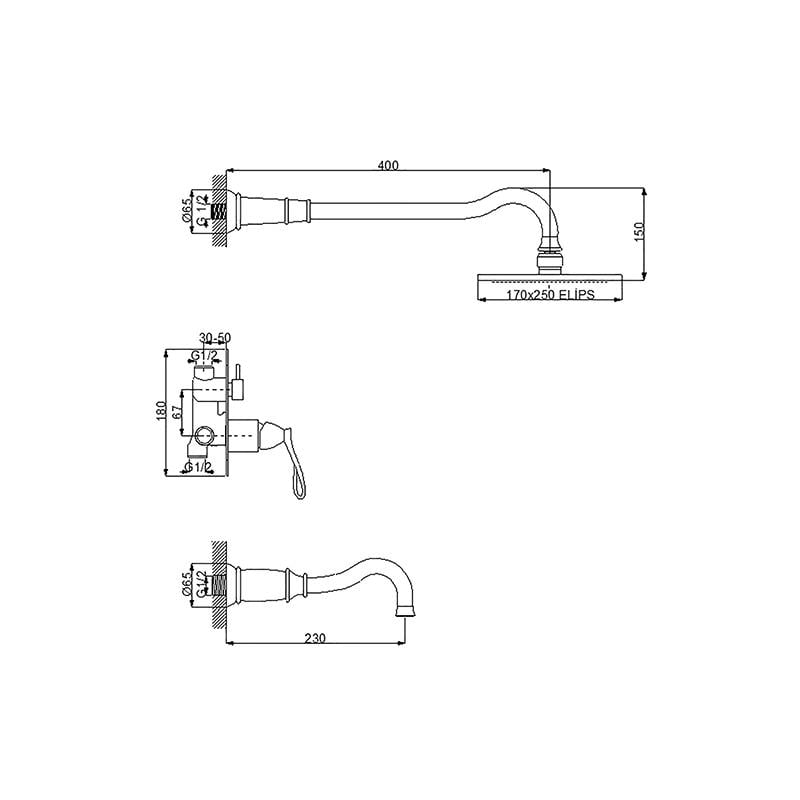 Newarc Golden Ankastre Banyo Bataryası - Altın 951111