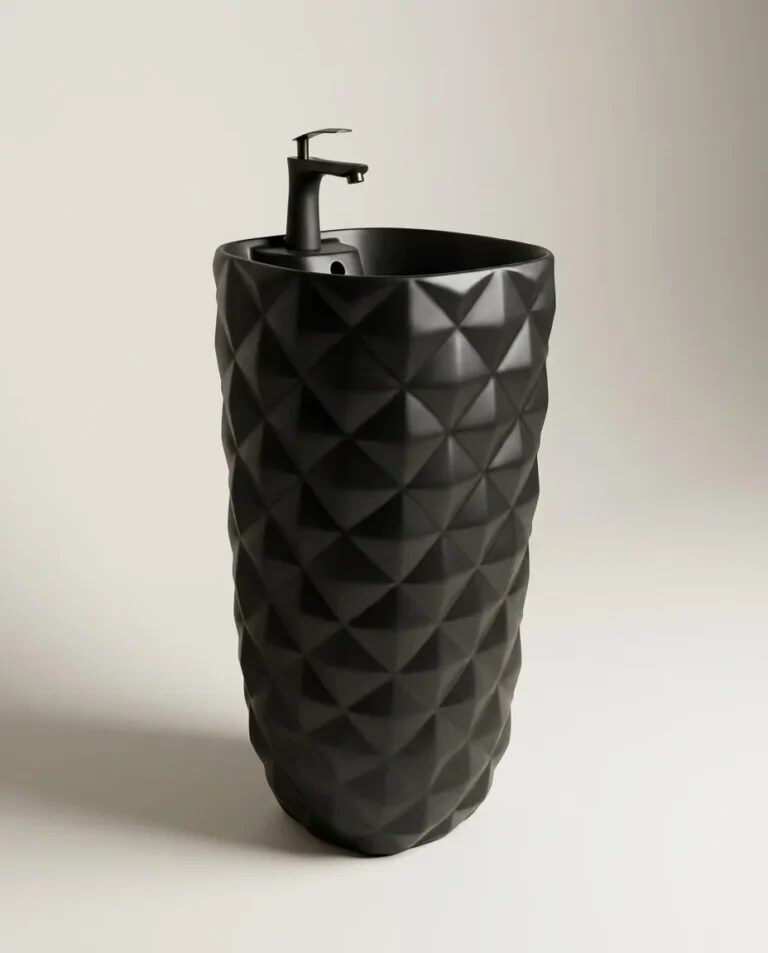 Crystal Mat Siyah Monoblok Lavabo