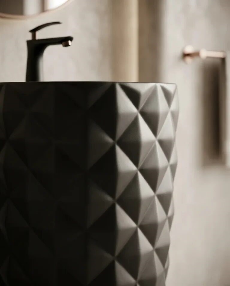 Crystal Mat Siyah Monoblok Lavabo
