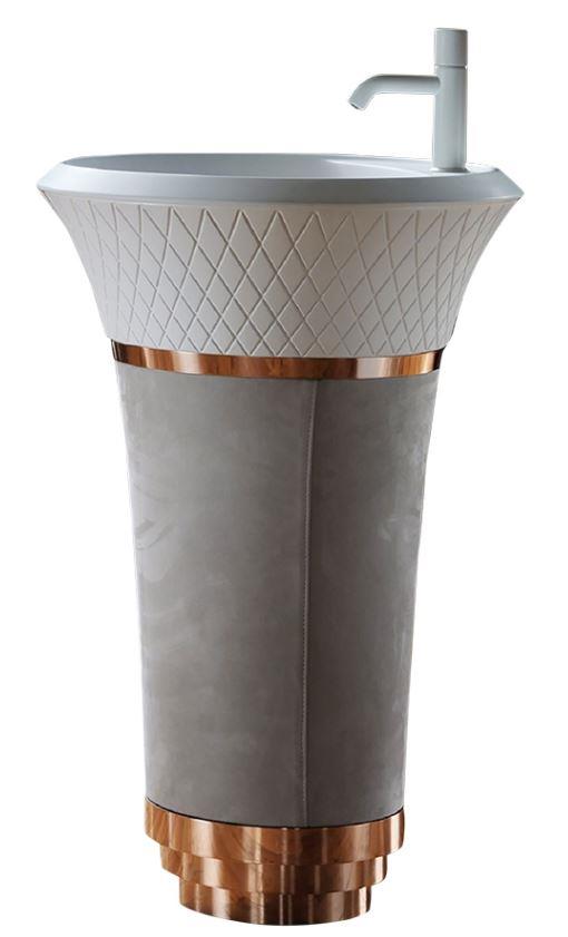 Glory Grı Beyaz Bronz Monoblok Lavabo Bb-927 BB-927