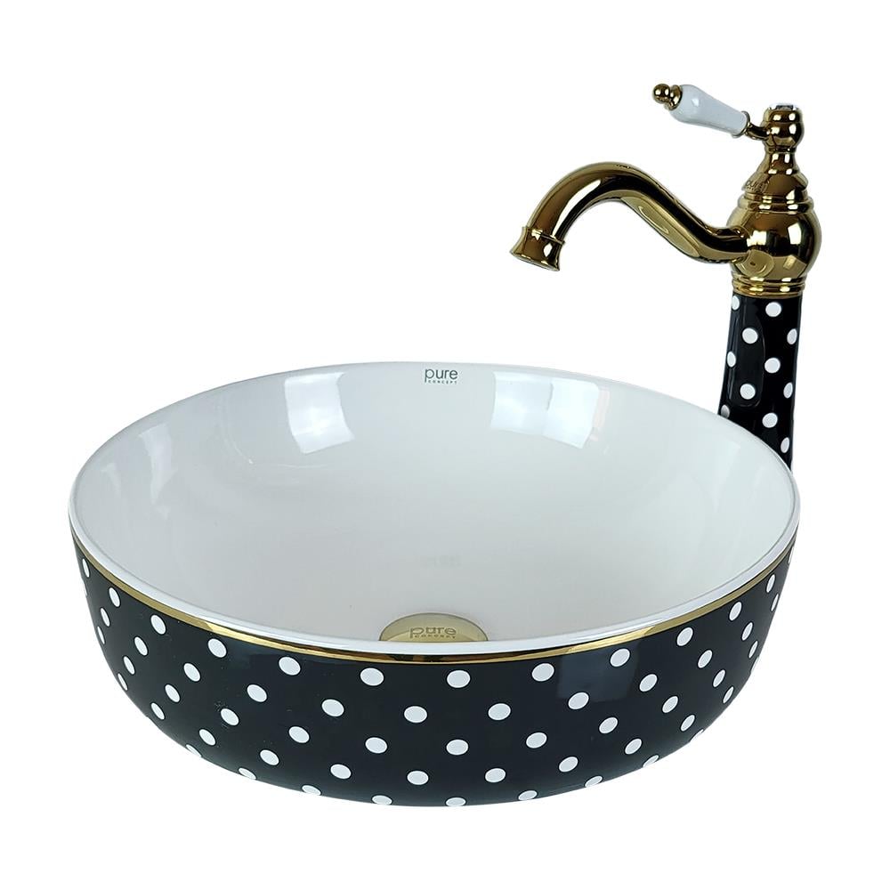 Puantıye Sıyah Beyaz Çanak Lavabo Bw-174 BW-174