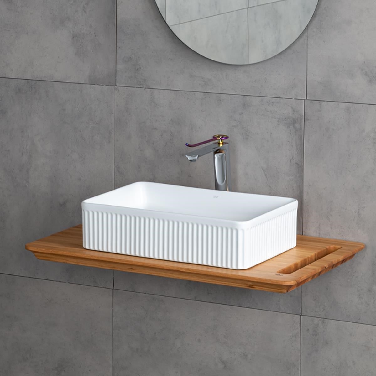E-W1004MB Tezgah Üstü Lavabo Mat Beyaz