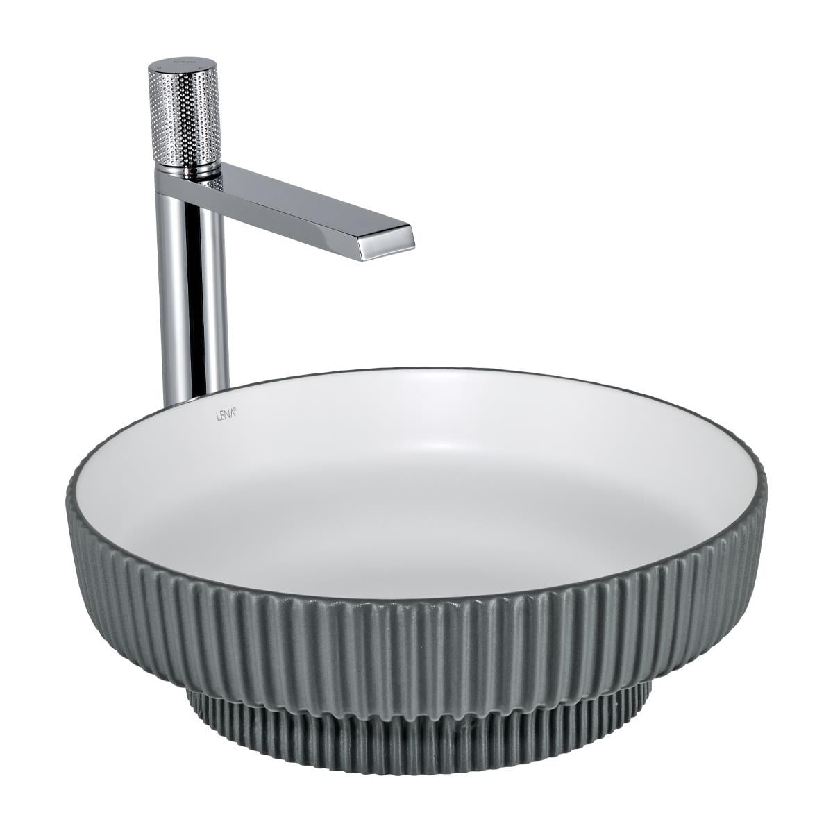 E-W1501MGB Tezgah Üstü Lavabo Mat Gri & Beyaz