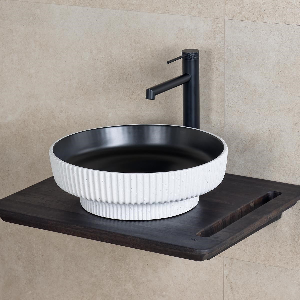E-W1501MSB Tezgah Üstü Lavabo Mat Siyah & Beyaz