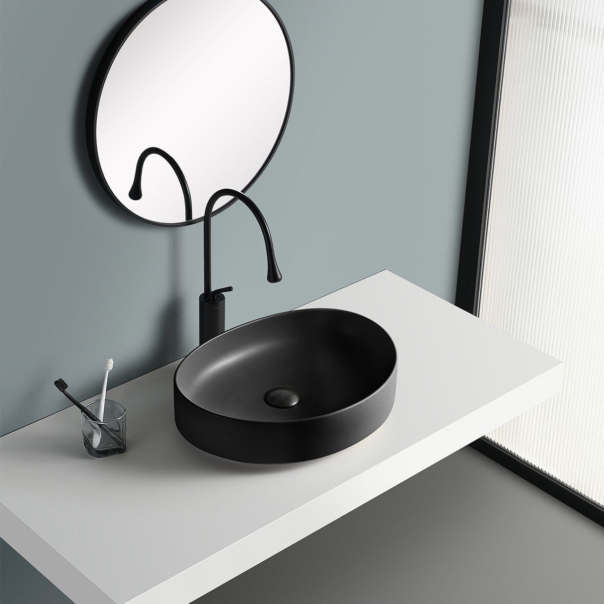 EY-4713MS Tezgah Üstü Lavabo Mat Siyah