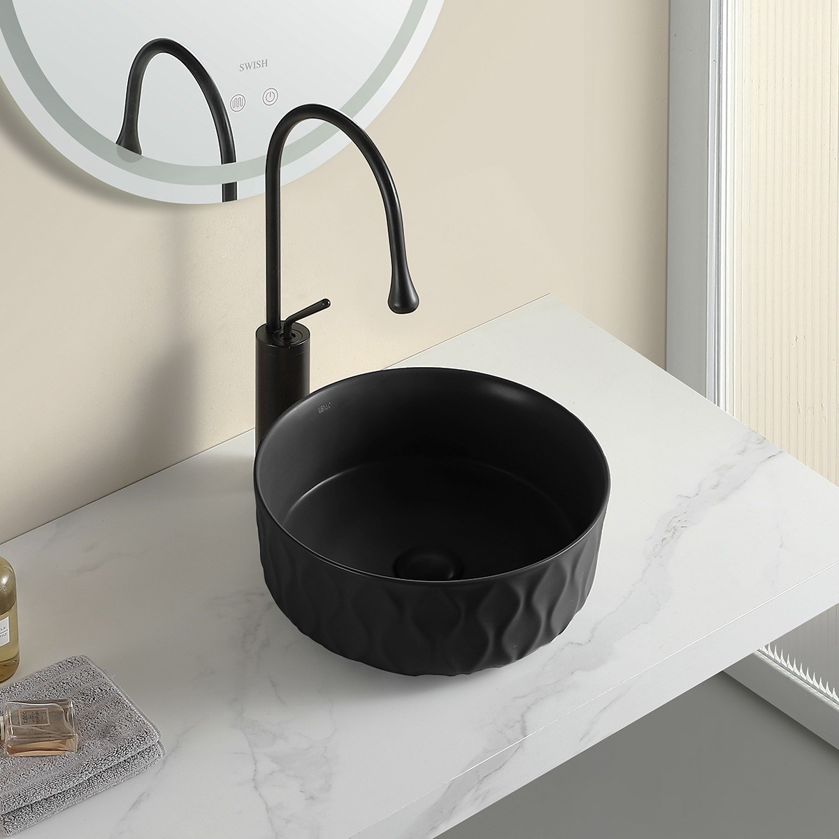 EY-4750MS Mat Siyah Tezgah Üstü Lavabo