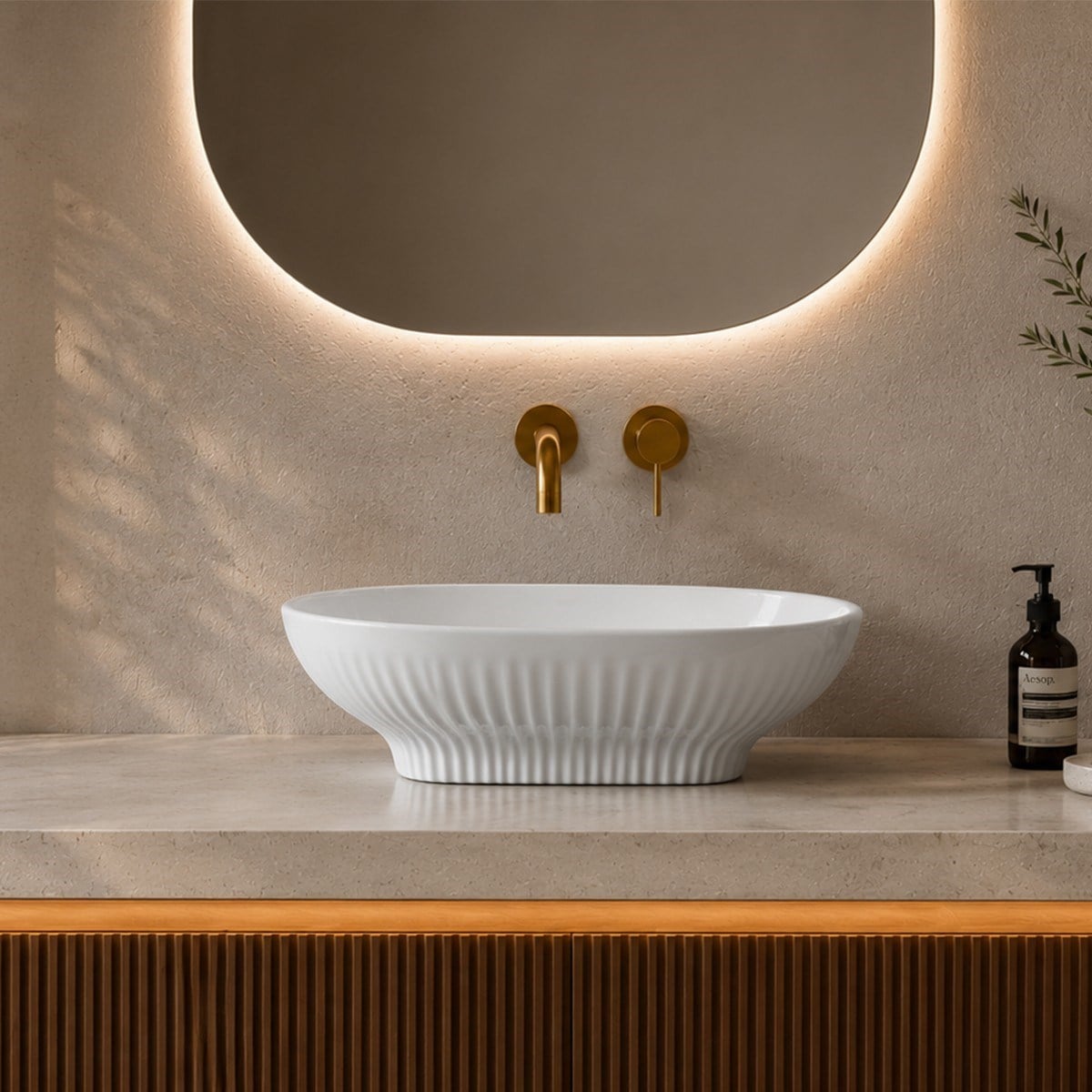 EY-4821 Parlak Beyaz Tezgah Üstü Lavabo