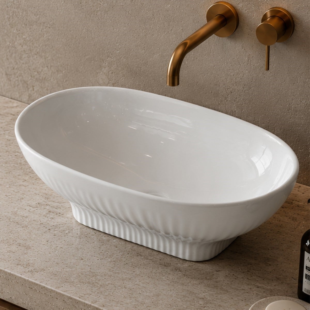 EY-4821 Parlak Beyaz Tezgah Üstü Lavabo