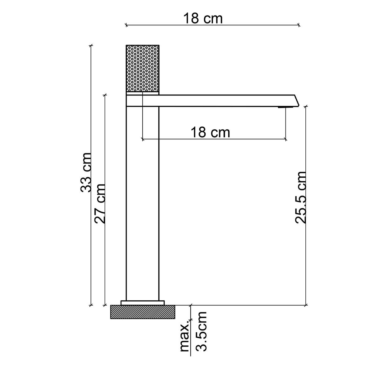 FK-9125 Mat Siyah Yüksek Lavabo Bataryası