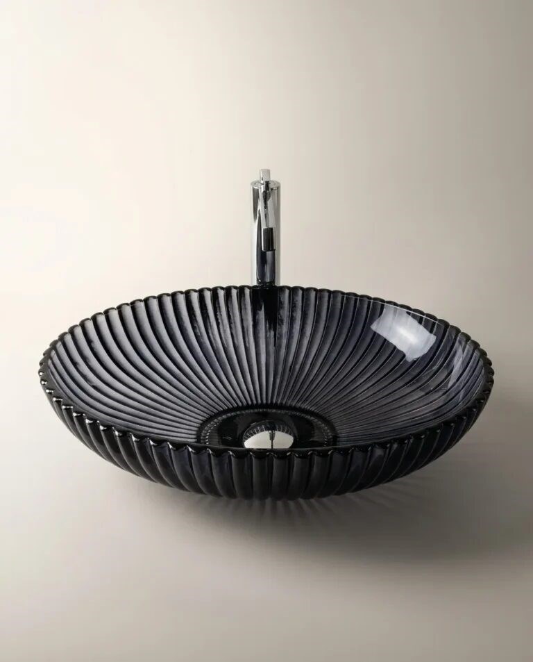 Dekoratif Oval Cam Lavabo Siyah 50 cm GLS-116