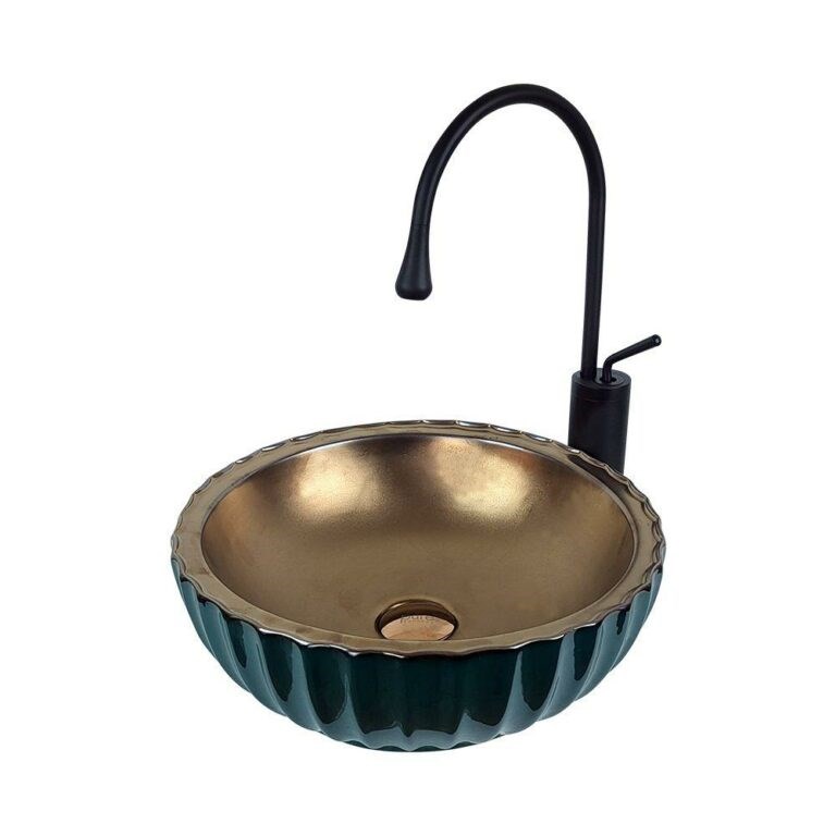 40 cm Yeşil Bronz Tezgah Üstü Lavabo