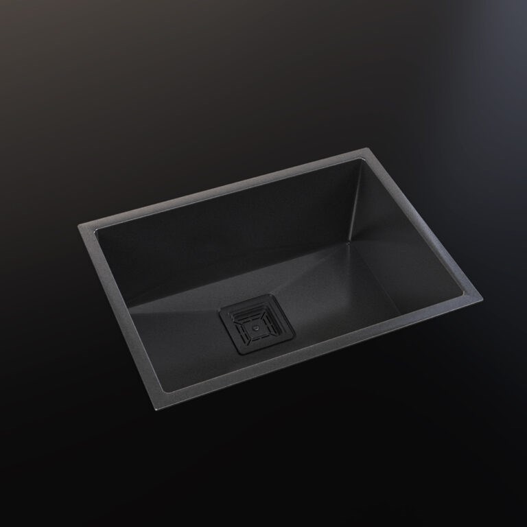 Siyah 60x43 Tek Göz Paslanmaz Çelik Eviye