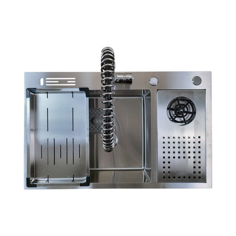 Inox 76x48 Tek Göz Bardak Yıkamalı Paslanmaz Çelik Eviye