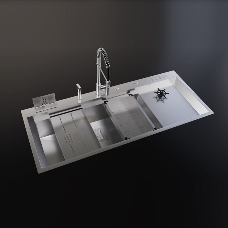 Inox 118x50 Tek Göz Bardak Yıkamalı Paslanmaz Çelik Eviye