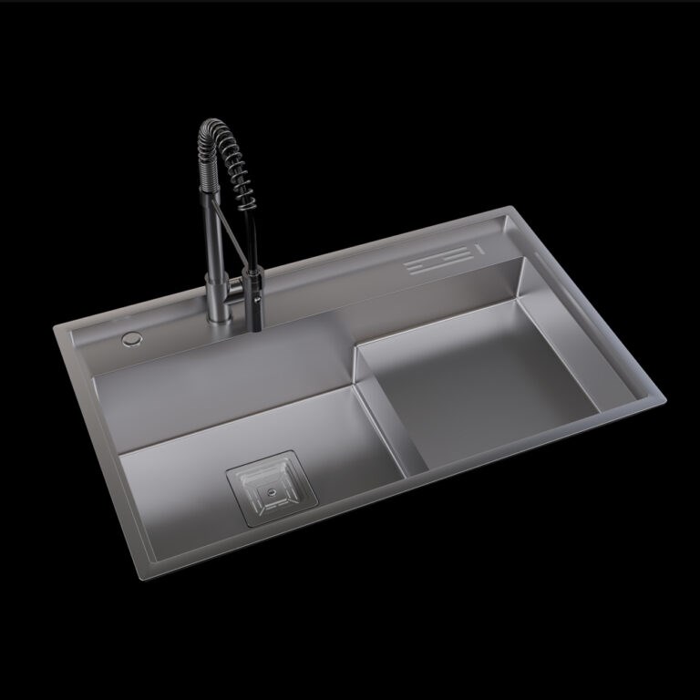 Inox 80x48,5 Çift Göz Bardak Yıkamalı Paslanmaz Çelik Eviye