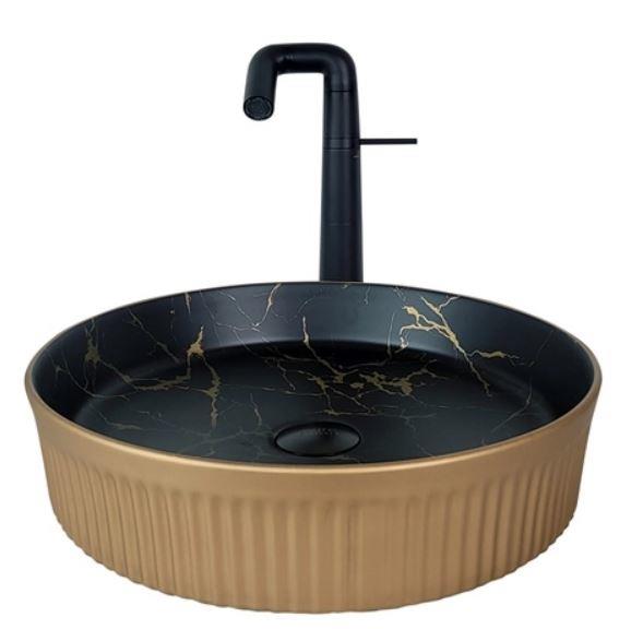 Marmo Mat Altın Sıyah Tezgahüstü Çanak Lavabo Mr-114 MR-114