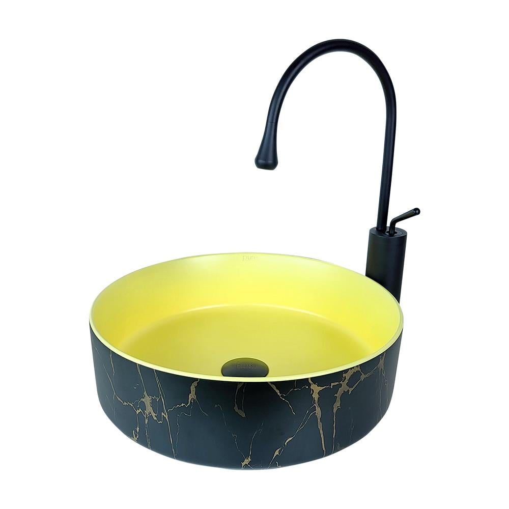 Faralya Sıyah Sarı Çanak Lavabo Mr-116 MR-116