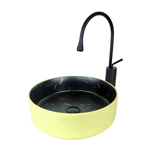 Faralya Sarı Sıyah Çanak Lavabo Mr-117 MR-117
