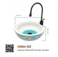 Pure Alaçatı Dekoratif Tezgah Üstü Çanak Lavabo Hnm-101