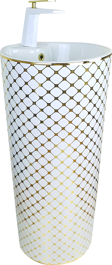 Geometrik Beyaz Altın Monoblok Lavabo