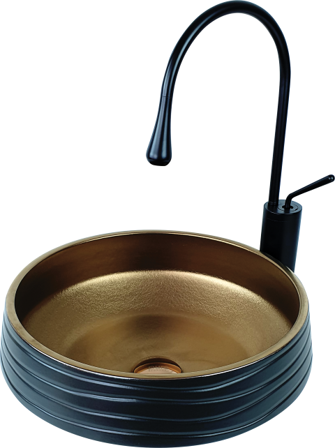 Pure Aztek Siyah/Bakır Tezgah Üstü Lavabo Bc-906