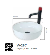 Pure Beyaz Tezgah Üstü Çanak Lavabo W-287