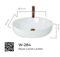 Pure Beyaz Tezgah Üstü Çanak Lavabo W-284
