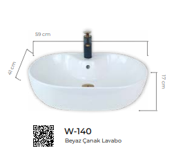 Beyaz Tezgah Üstü Çanak Lavabo