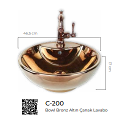 Pure Bowl Gold Tezgah Üstü Çanak Lavabo C-200
