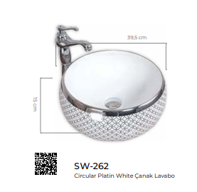 Circular Platin Beyaz Çanak Lavabo