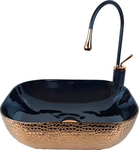 Pure Crocodile Bronz Siyah Tezgah Üstü Çanak Lavabo Bc-304