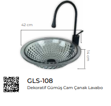 Alder Dekoratif Gümüş Cam Lavabo