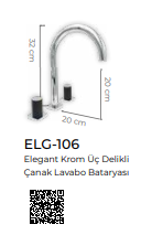 Elegate Krom Üç Delikli Lavabo Bataryası