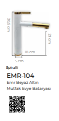 Emr Beyaz Altın Spiralli Mutfak Eviye Bataryası