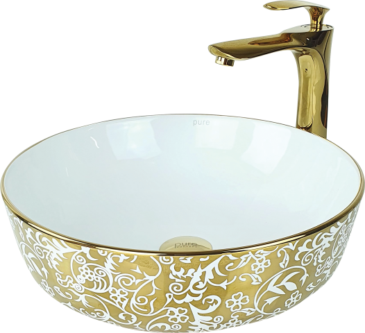 Gardenia Altın Beyaz Çanak Lavabo