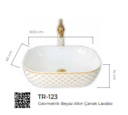 Pure Geometrik Beyaz Altın Çanak Lavabo Tr-123