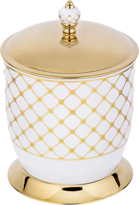 Pure Geometrik Beyaz Altın / Pvd Gold Çöp Kovası Aks-101 AKS-101